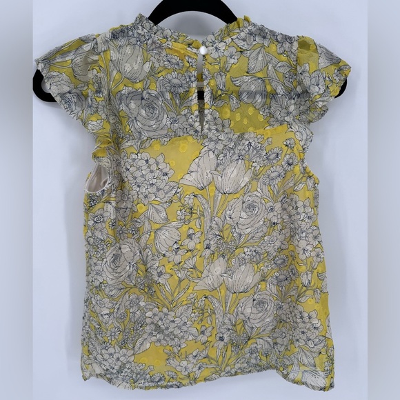 Monteau Los Angeles Chiffon Sleeveless Floral Multi-color Yellow/Black Top - Picture 4 of 13